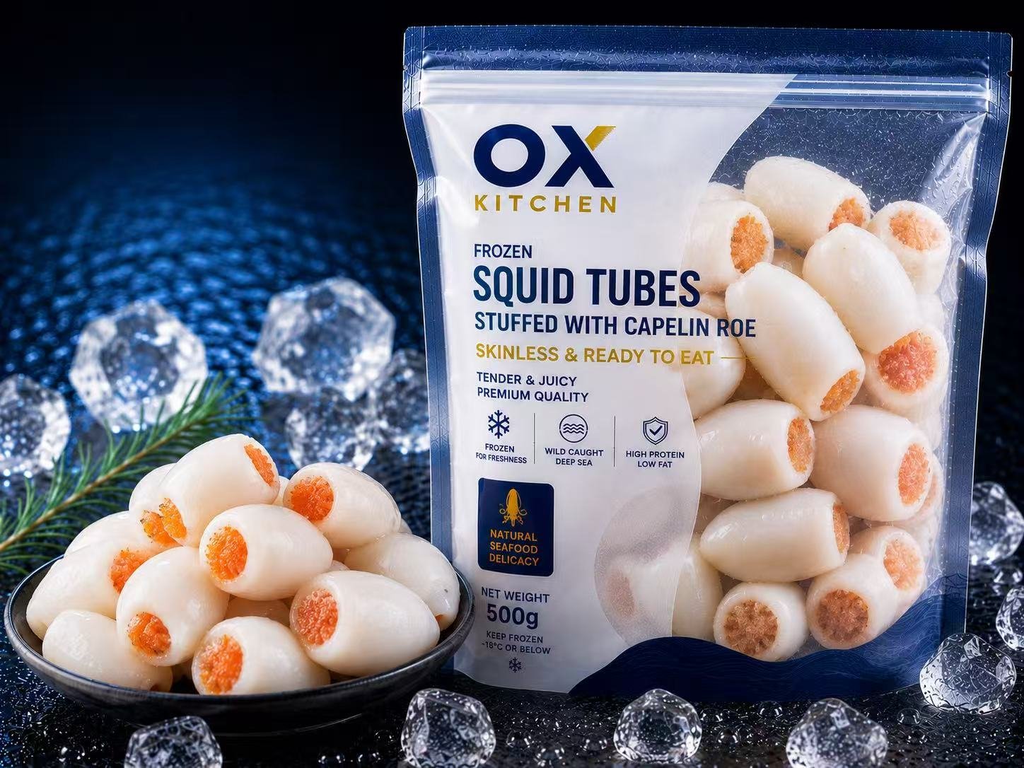 Frozen Capelin Roe Stuffed Squid